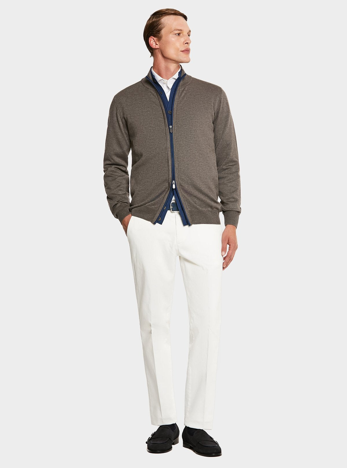 Cardigan con zip e bottoni-1