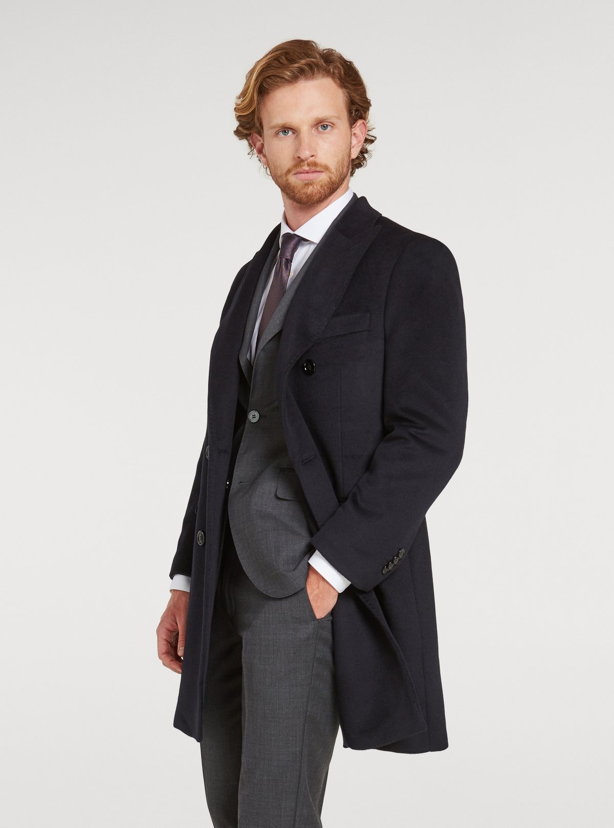 Cappotto doppiopetto in misto cashmere