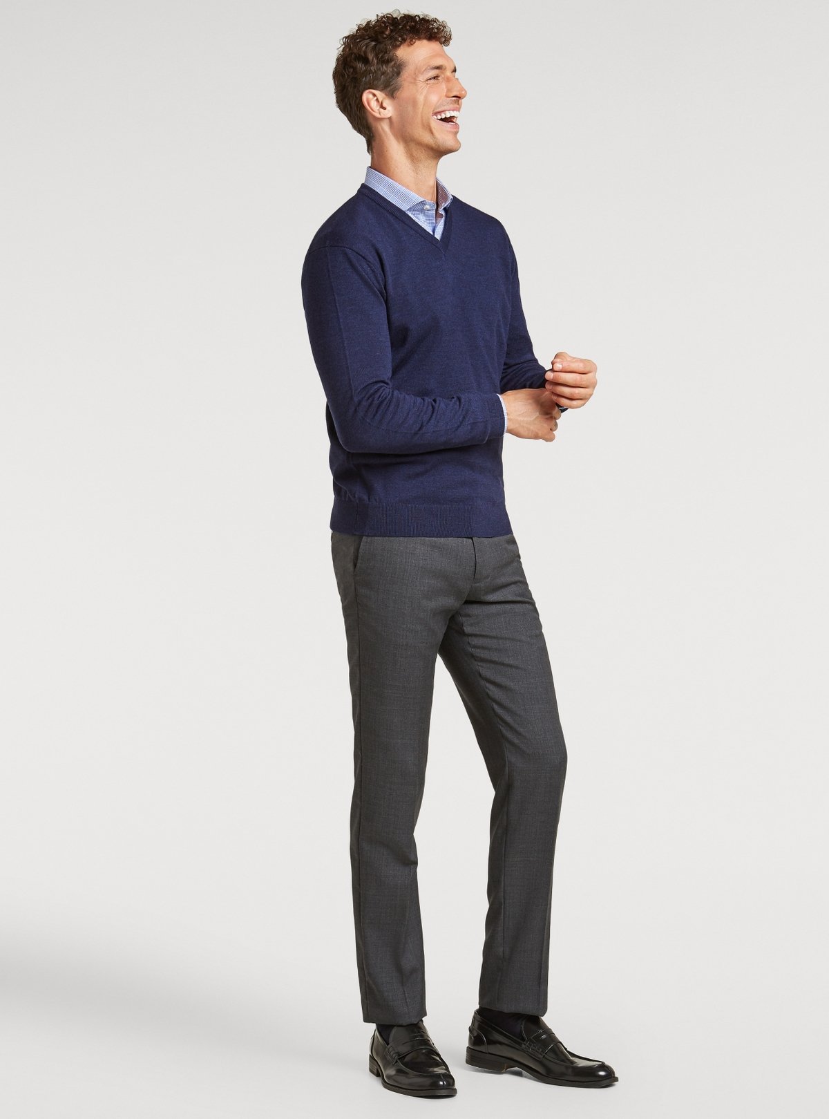 Maglia scollo a V in lana merino