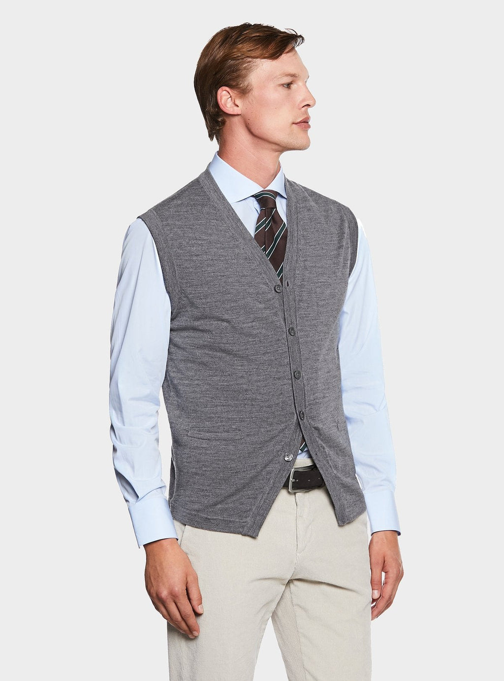 Gilet con bottoni in lana Merino