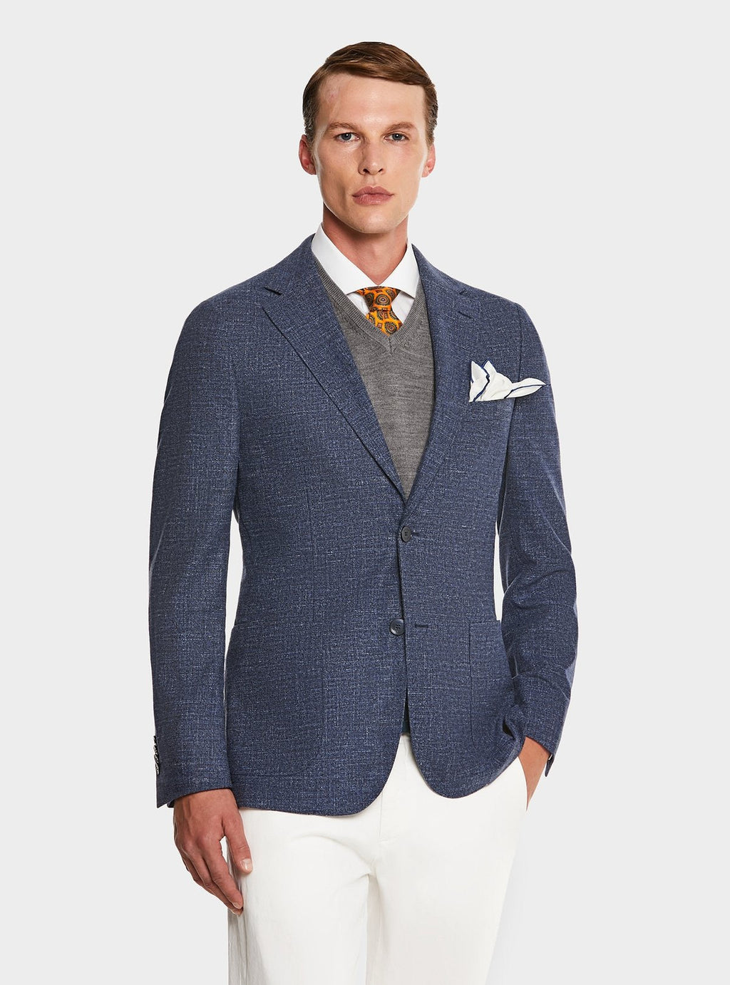 Giacca operata in misto lana lino e seta-0