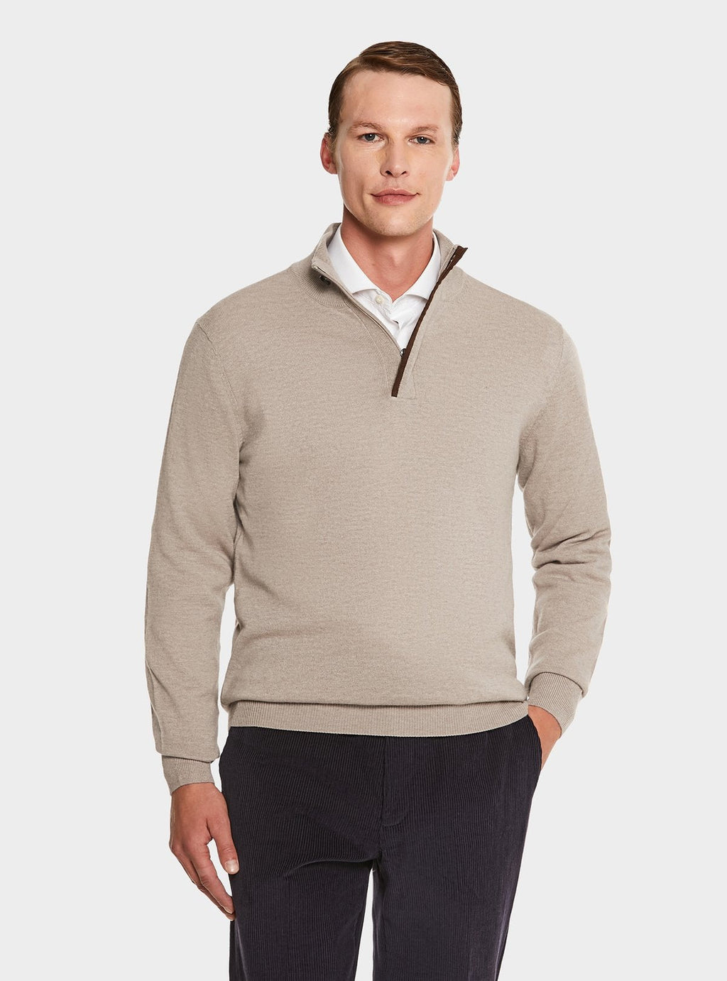 Maglia mock neck in lana e cashmere-0